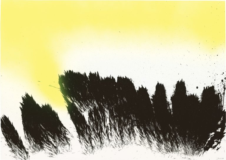 Auf diesem Bild ist das folgende Kunstwerk zu sehen: Hans Hartung. „P40-1981-H20“. 1981.