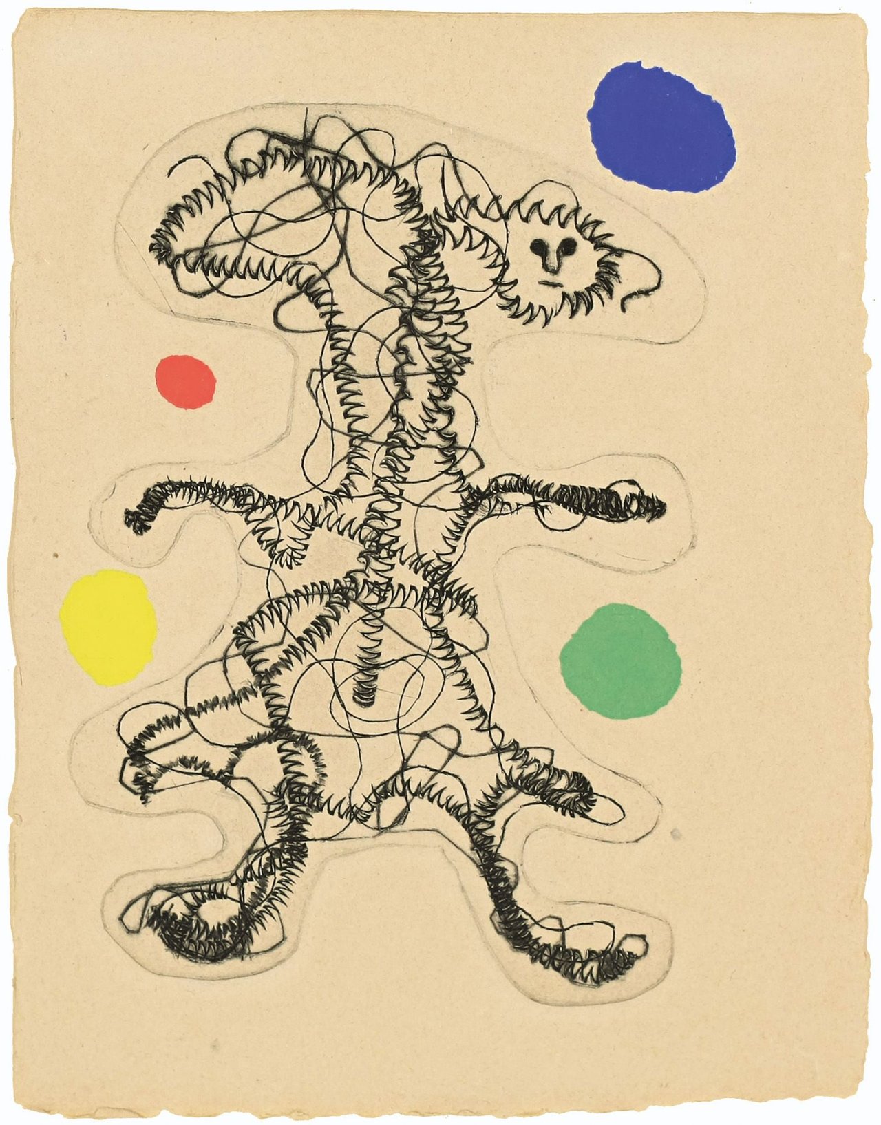 Auf diesem Bild ist das folgende Kunstwerk zu sehen: Joan Miró. Aus: Tristan Tzara „L'Antitête. Le Désespéranto“. 1949.