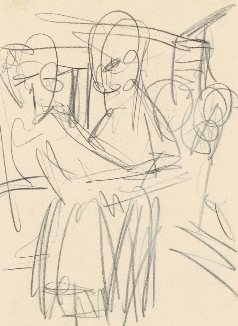 Auf diesem Bild ist das folgende Kunstwerk zu sehen: Ernst Ludwig Kirchner. Bauerntanz. 1919/20.