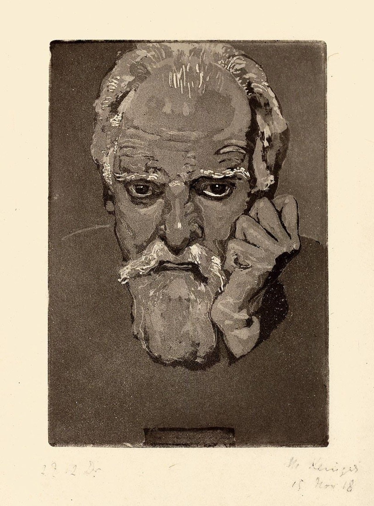 Auf diesem Bild ist das folgende Kunstwerk zu sehen: Max Klinger. „Selbstbildnis“. 1918.