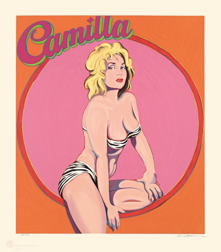 Auf diesem Bild ist das folgende Kunstwerk zu sehen: Mel Ramos. Camilla. 1990.