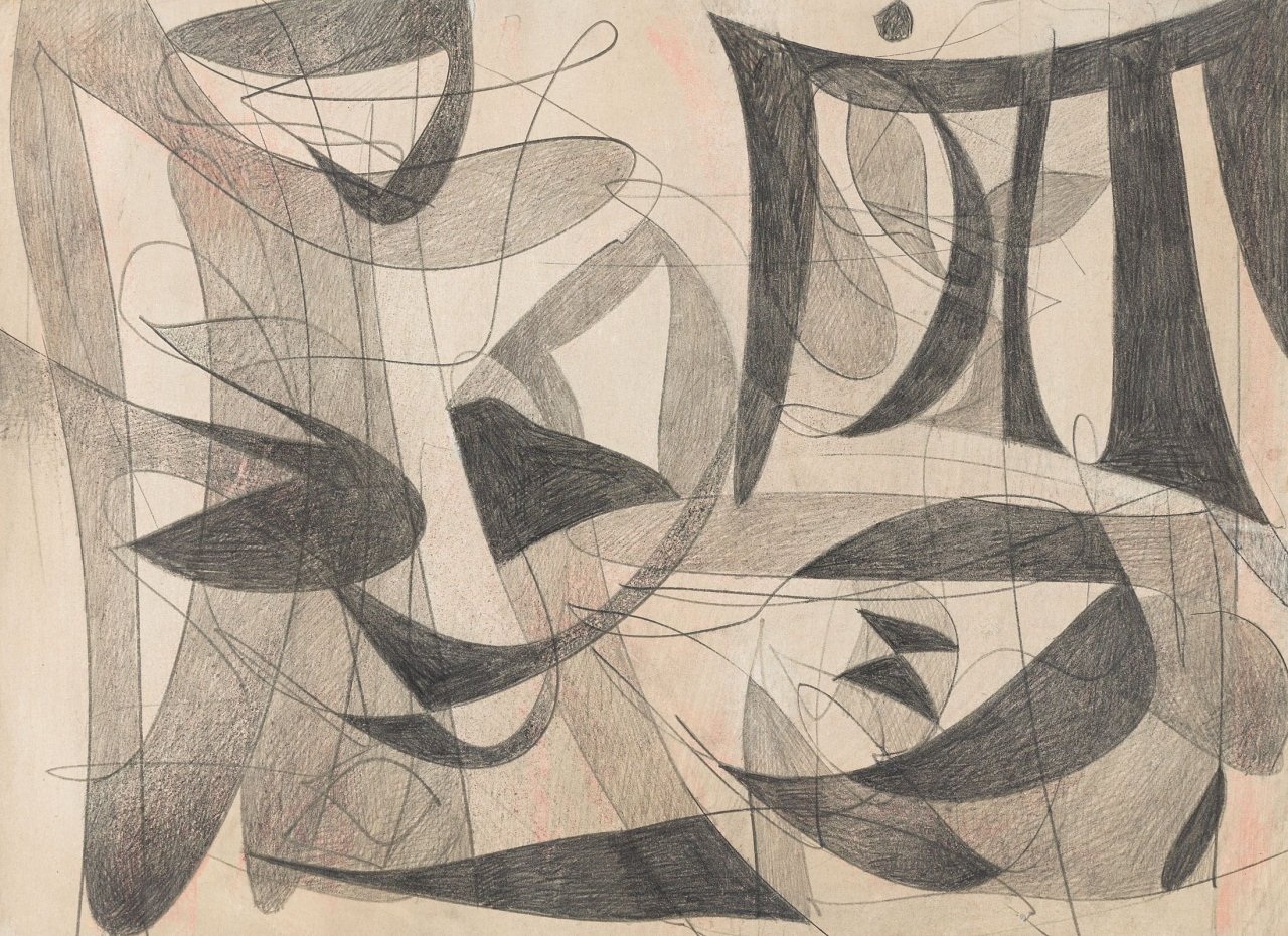 Auf diesem Bild ist das folgende Kunstwerk zu sehen: Theodor Werner. Ohne Titel. Um 1967.