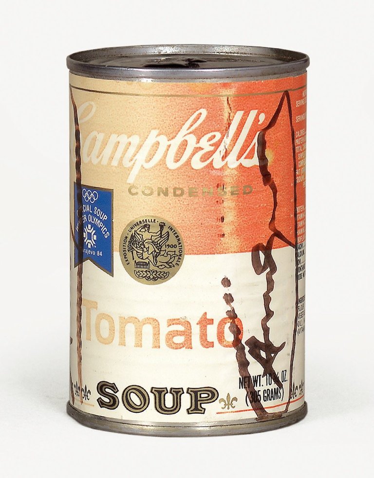 This picture shows the following artwork: Andy Warhol. Campbell's Tomato Soup Can. Um 1984/85.