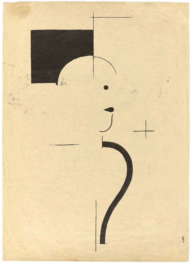 Auf diesem Bild ist das folgende Kunstwerk zu sehen: Oskar Schlemmer. „Figur nach rechts“. 1918.