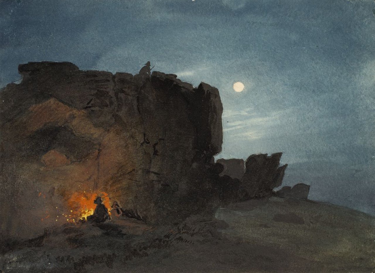 Auf diesem Bild ist das folgende Kunstwerk zu sehen:  Deutsch, um 1850. Nachtwache. Um 1850.