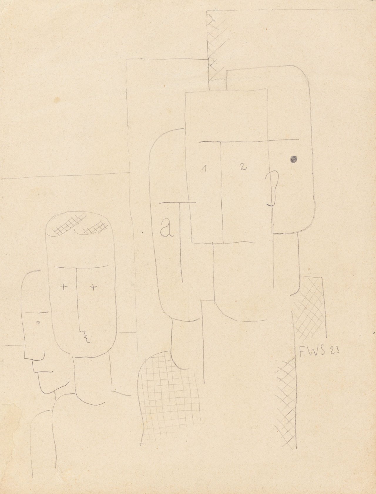 Auf diesem Bild ist das folgende Kunstwerk zu sehen: Franz Wilhelm Seiwert. „Arbeitergruppe“. 1923.