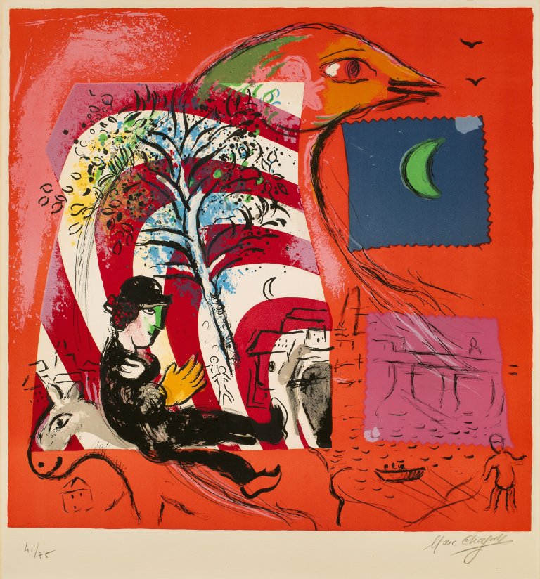 Auf diesem Bild ist das folgende Kunstwerk zu sehen: Marc Chagall. „L´arc-en-ciel“. 1969.
