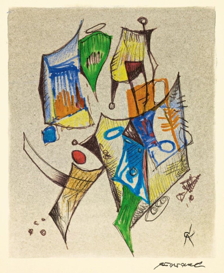 Auf diesem Bild ist das folgende Kunstwerk zu sehen: Rolf Cavael. Ohne Titel (Neujahrsgruß). (vor)1969.