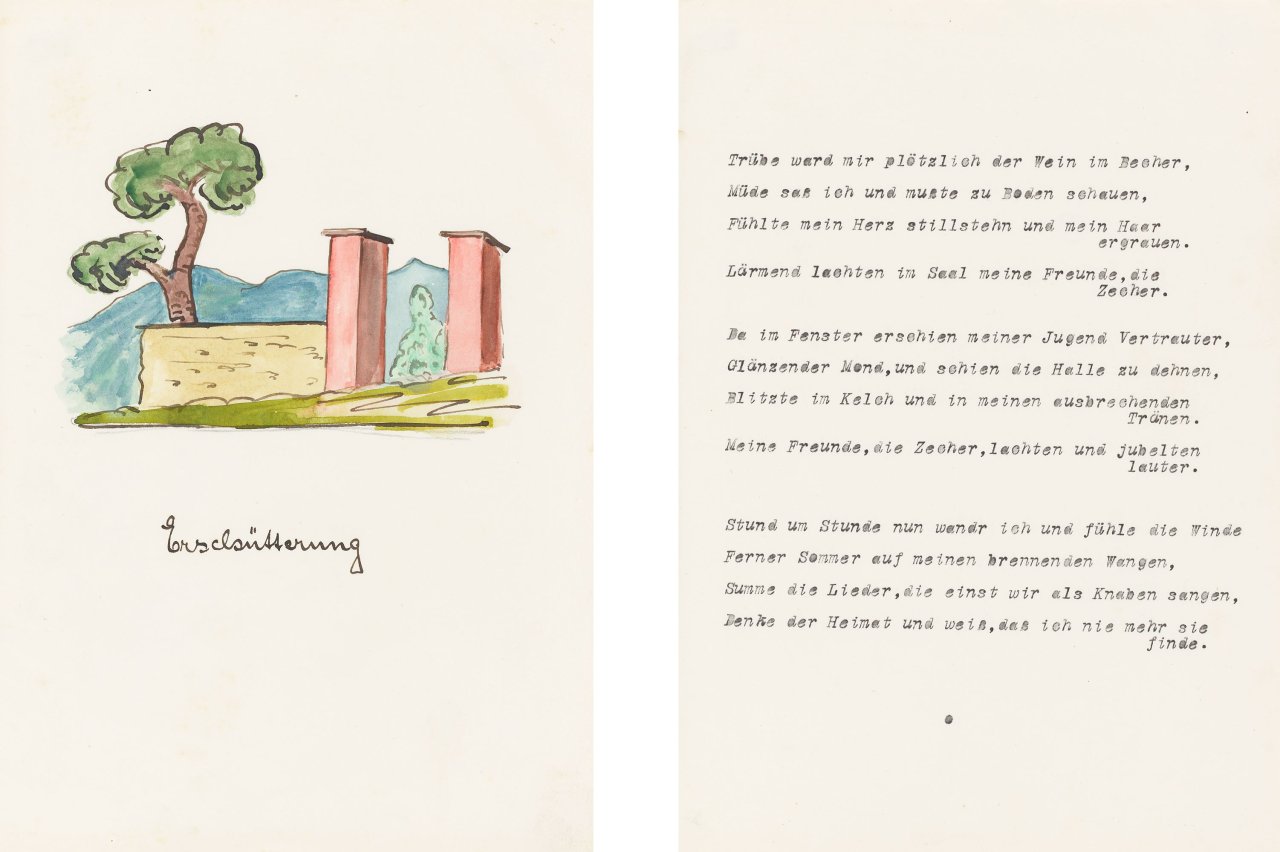 Auf diesem Bild ist das folgende Kunstwerk zu sehen: Hermann Hesse. „Erschütterung“.