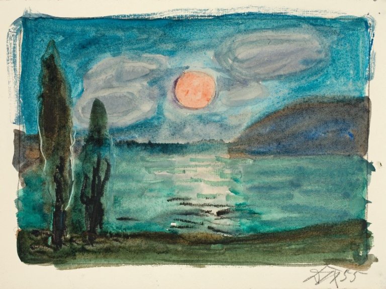 Auf diesem Bild ist das folgende Kunstwerk zu sehen: Otto Dix. „Abend am Bodensee“. 1955.