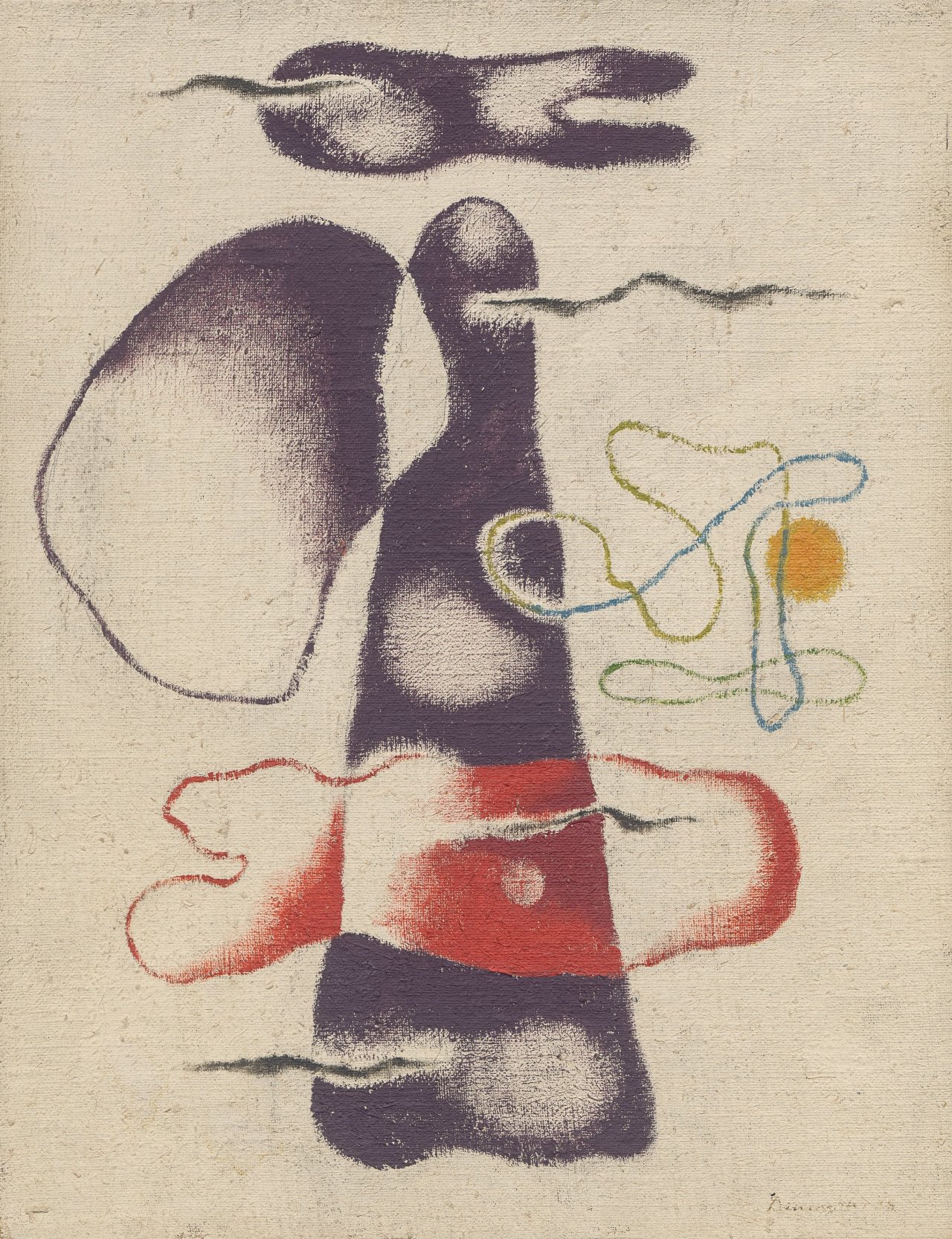 Auf diesem Bild ist das folgende Kunstwerk zu sehen: Willi Baumeister. „Mit zwei Lineamenten“. 1938.
