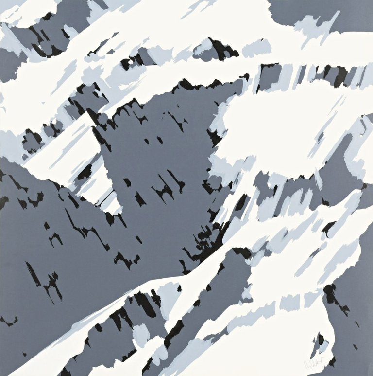 Auf diesem Bild ist das folgende Kunstwerk zu sehen: Gerhard Richter. Aus: „Schweizer Alpen I“ Motiv B2. 1969.