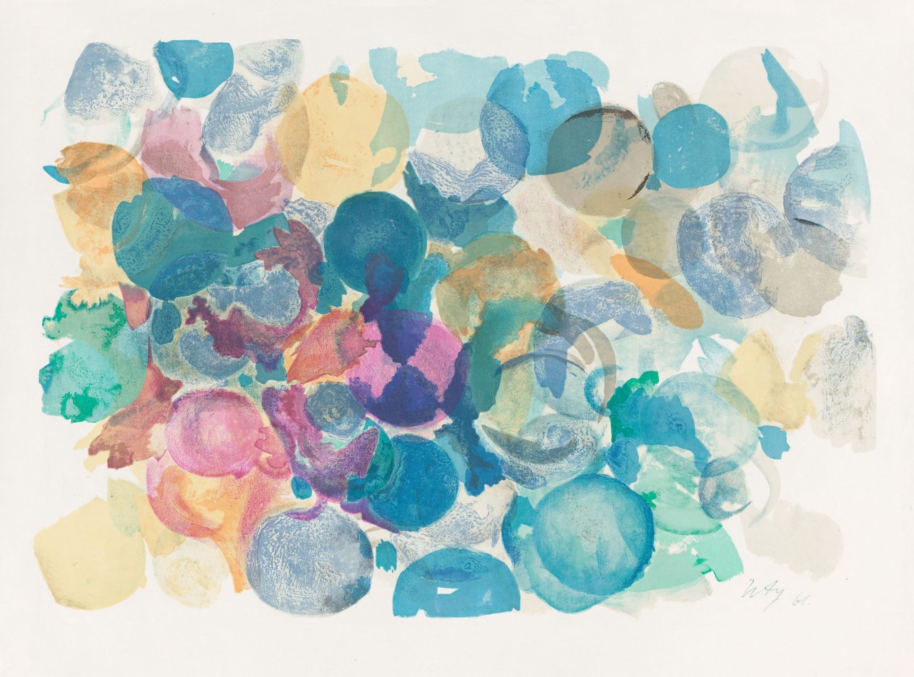 This picture shows the following artwork: Ernst Wilhelm Nay. „Farblitho 1961 (Nor)“. 1961.