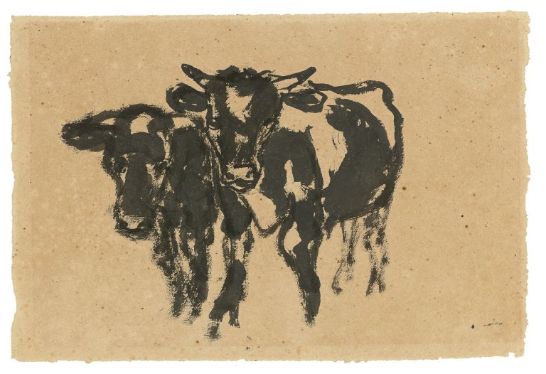 This picture shows the following artwork: Emil Nolde. Junge Ochsen. 1909.