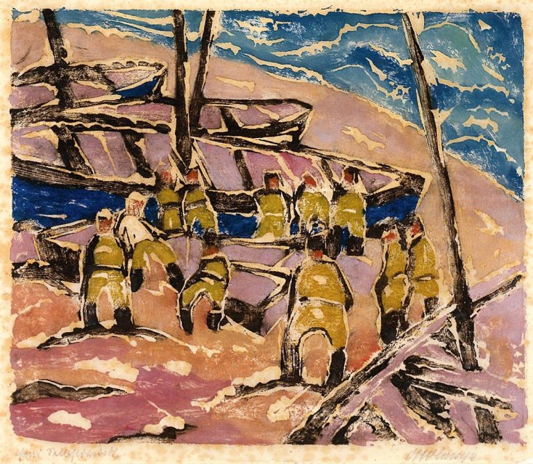 Auf diesem Bild ist das folgende Kunstwerk zu sehen: Otto Lange. „Fischer IV“. 1915.