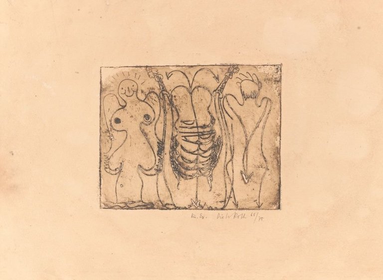 Auf diesem Bild ist das folgende Kunstwerk zu sehen: Dieter Roth. „Drei Engel“. 1966.