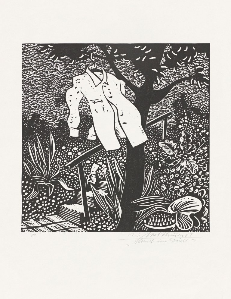 Auf diesem Bild ist das folgende Kunstwerk zu sehen: Wolfgang Mattheuer. „Hemd im Wind“. 1987.