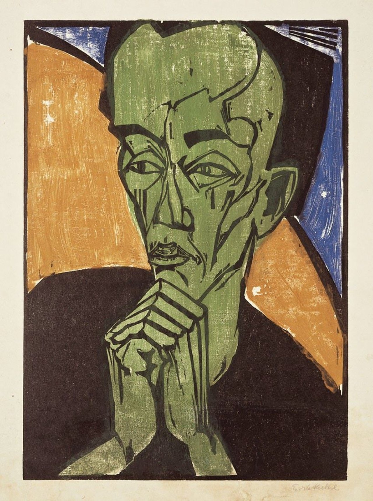 Auf diesem Bild ist das folgende Kunstwerk zu sehen: Erich Heckel. „Männerbildnis“. 1919.