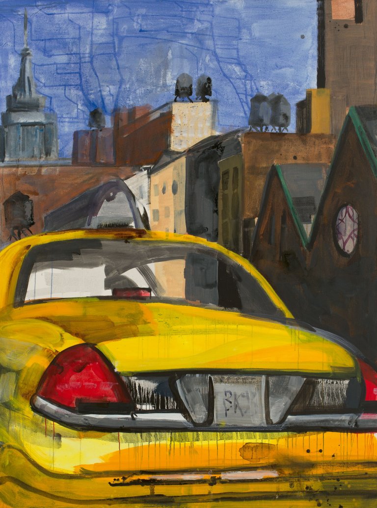 Auf diesem Bild ist das folgende Kunstwerk zu sehen: Rainer Fetting. „taxi vor limelight“. 2014.