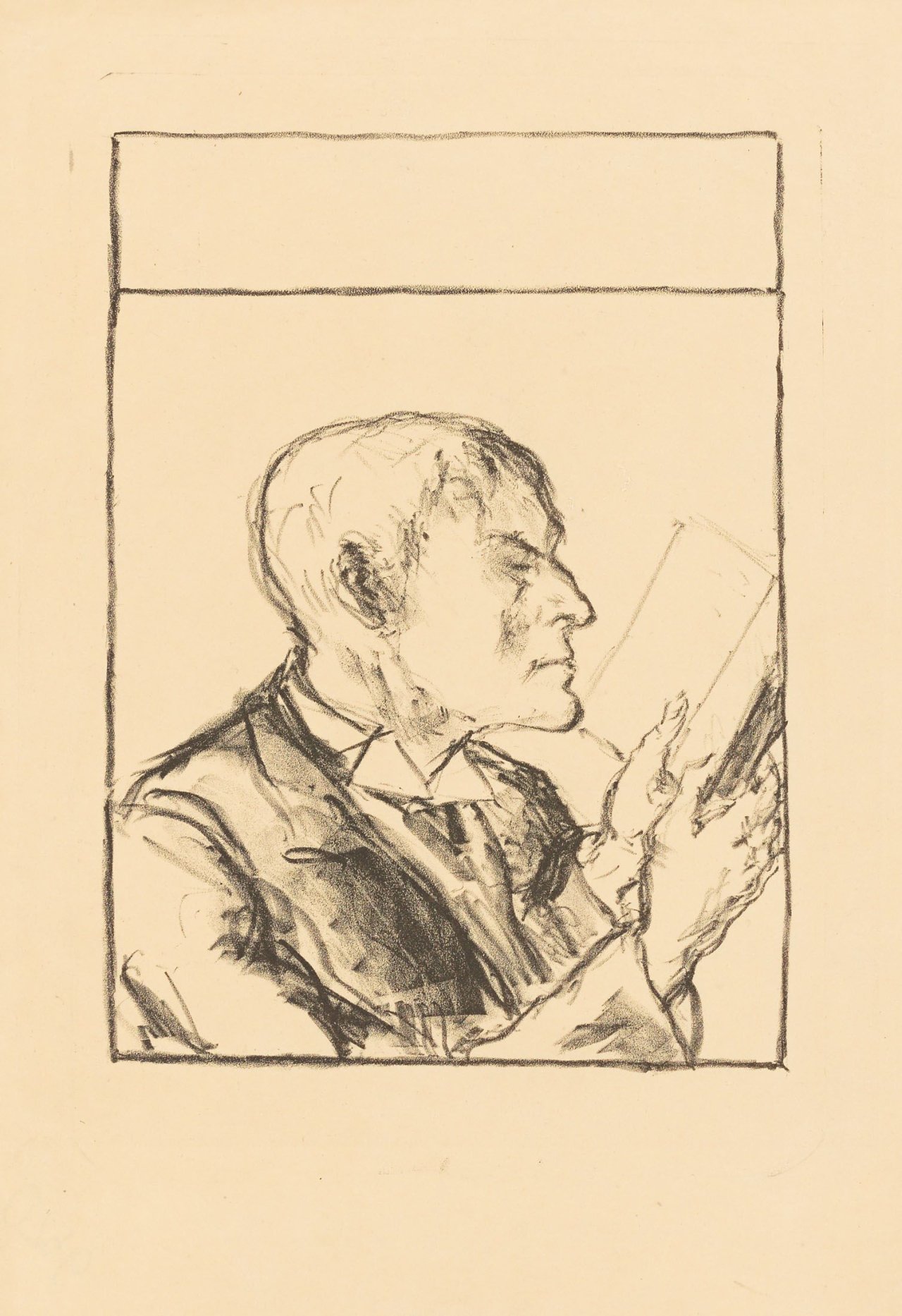 Auf diesem Bild ist das folgende Kunstwerk zu sehen: Max Beckmann. „Lesender Mann I (Selbstporträt)“. 1912.