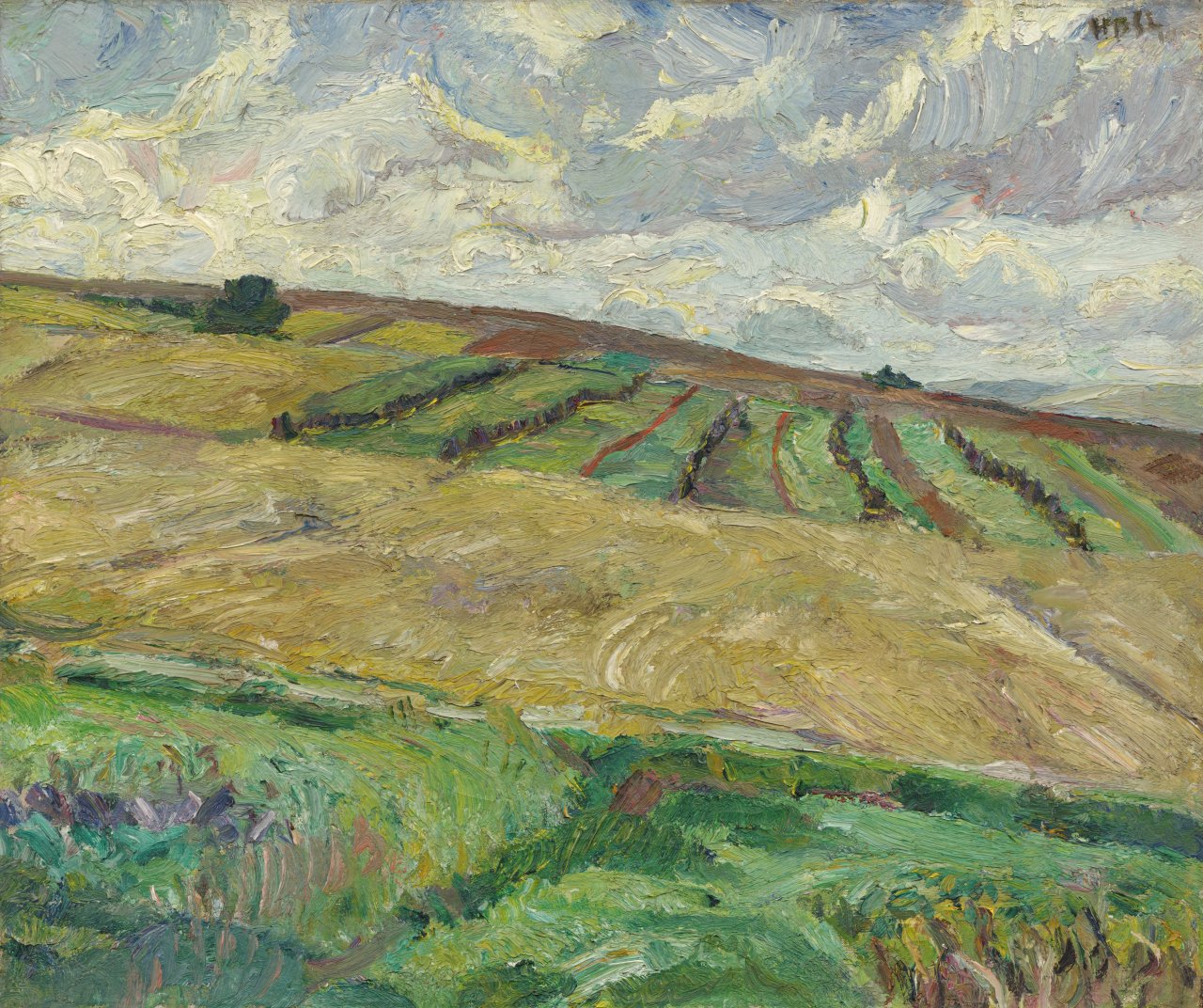 Auf diesem Bild ist das folgende Kunstwerk zu sehen: Max Beckmann. „Helle Nenndorfer Landschaft“. 1910.