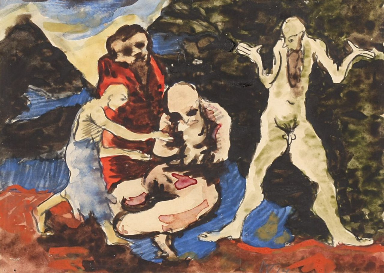 Auf diesem Bild ist das folgende Kunstwerk zu sehen: Wilhelm Morgner. Jesus. 1914.