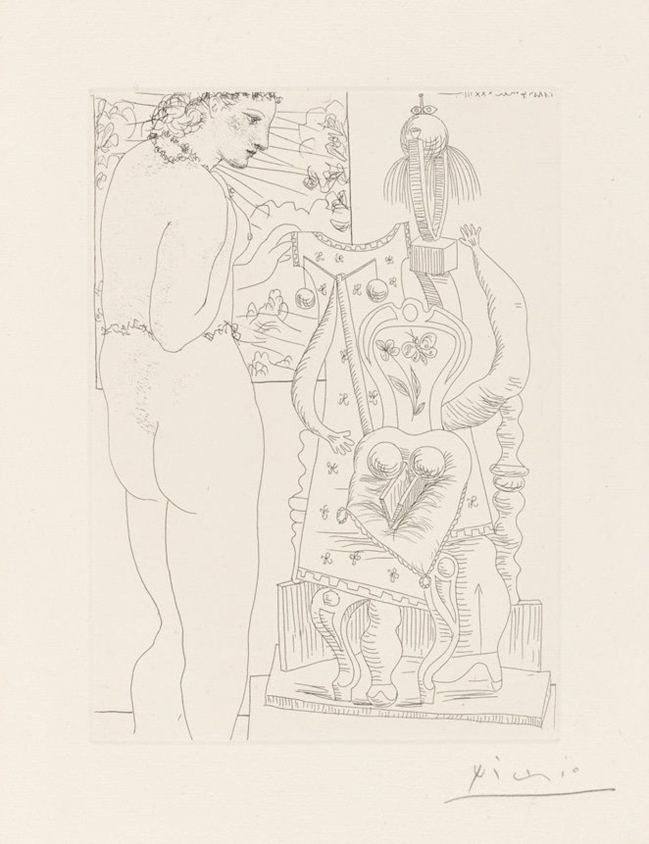 Auf diesem Bild ist das folgende Kunstwerk zu sehen: Pablo Picasso. „Marie-Thérèse considérant son effigie surréaliste sculptée“. 1933/39.