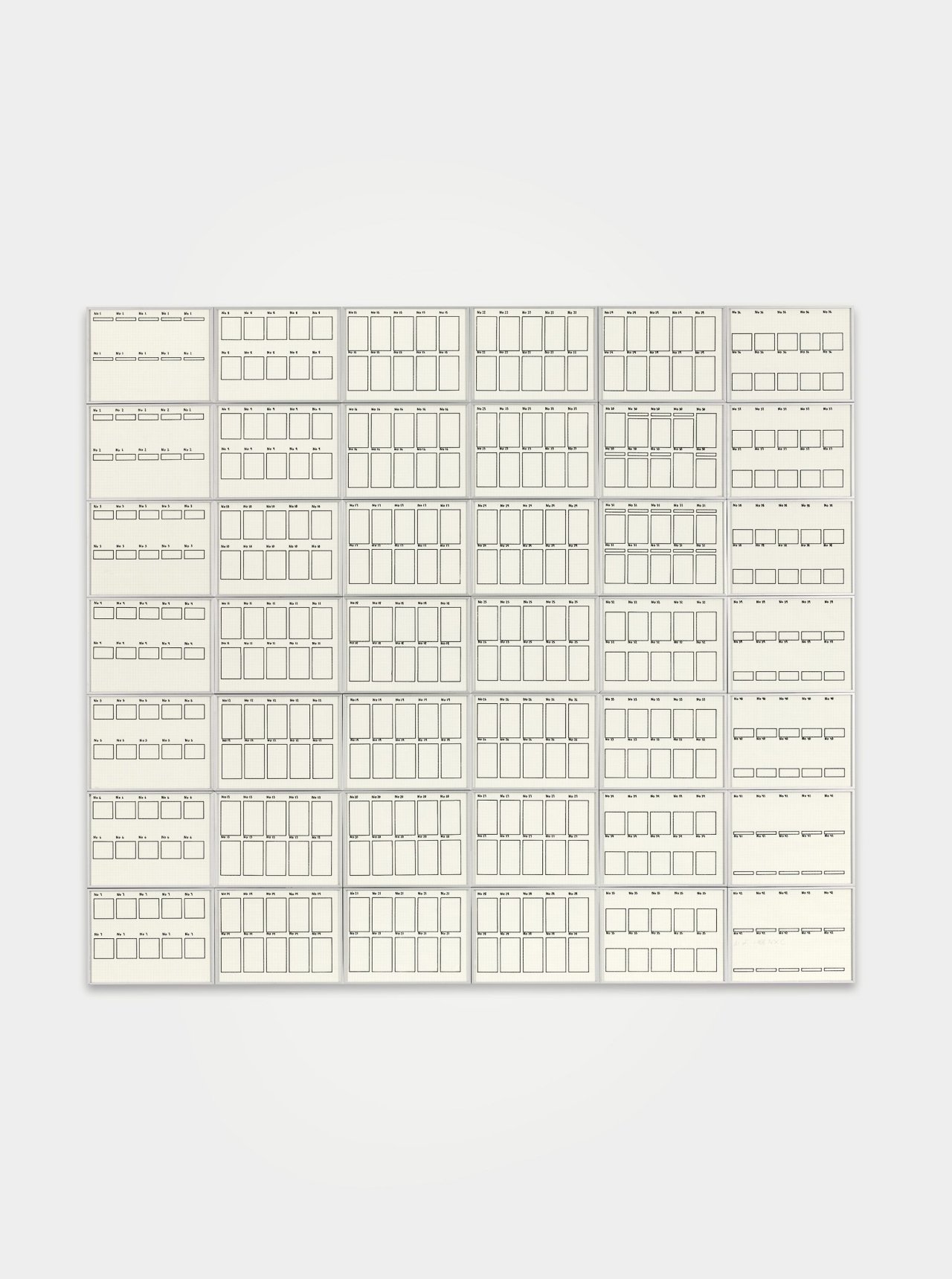 Auf diesem Bild ist das folgende Kunstwerk zu sehen: Hanne Darboven. „Konstruktionen“. 1968.