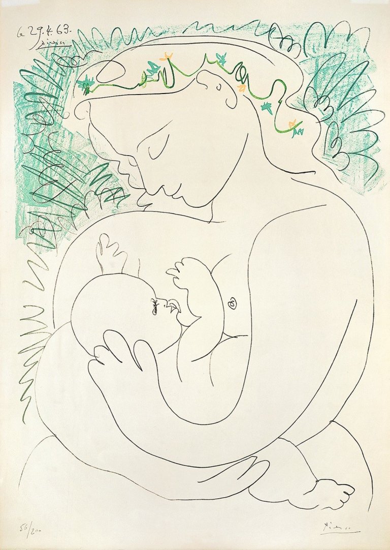Auf diesem Bild ist das folgende Kunstwerk zu sehen: Nach Pablo Picasso. „Maternité”. 1963.