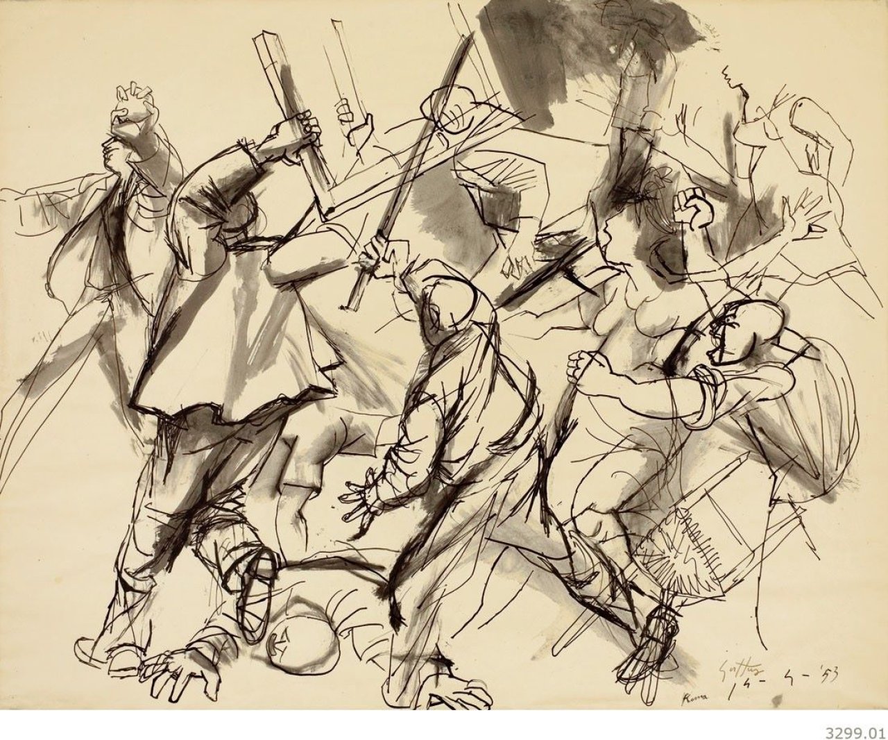 Auf diesem Bild ist das folgende Kunstwerk zu sehen: Renato Guttuso. Ohne Titel. 1953.