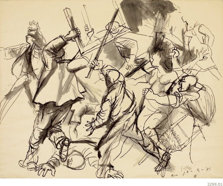 Auf diesem Bild ist das folgende Kunstwerk zu sehen: Renato Guttuso. Ohne Titel. 1953.