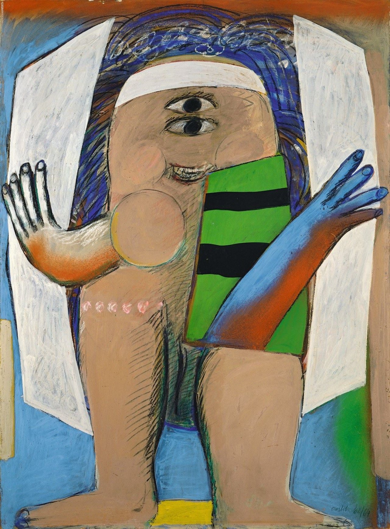 This picture shows the following artwork: Horst Antes. „Maja mit weißem Schleier“. 1962/64.