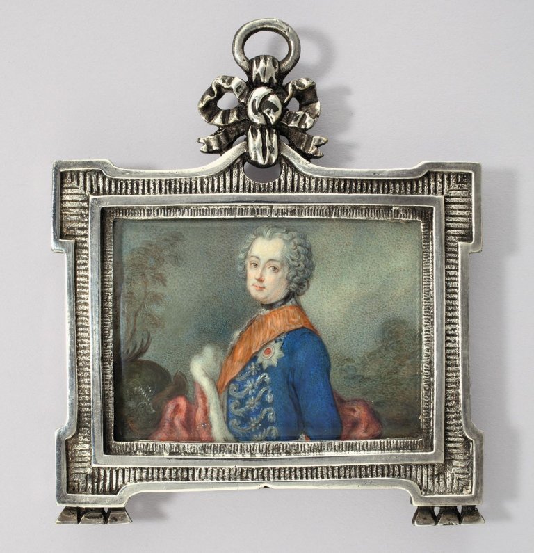 Auf diesem Bild ist das folgende Kunstwerk zu sehen: Anton Friedrich König (zugeschrieben). König Friedrich II. von Preußen als junger Regent. Um 1740.