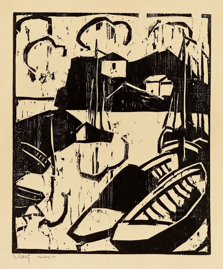 Auf diesem Bild ist das folgende Kunstwerk zu sehen: Karl Schmidt-Rottluff. „Hafen Teufelsbrücke“. 1911.