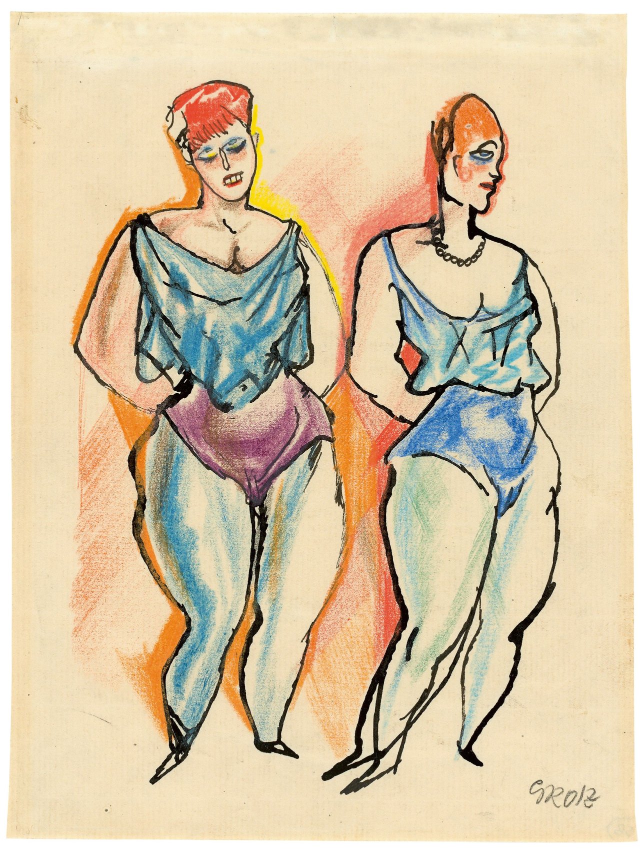 Auf diesem Bild ist das folgende Kunstwerk zu sehen: George Grosz. Varietétänzerinnen. 1915.
