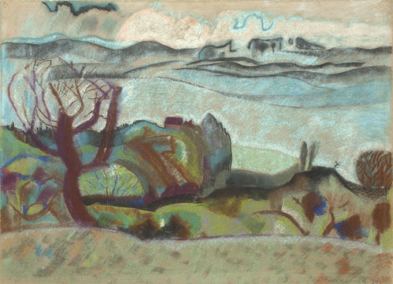 Auf diesem Bild ist das folgende Kunstwerk zu sehen: Ida Kerkovius. „Bodenseelandschaft bei Bodman“. 1939.