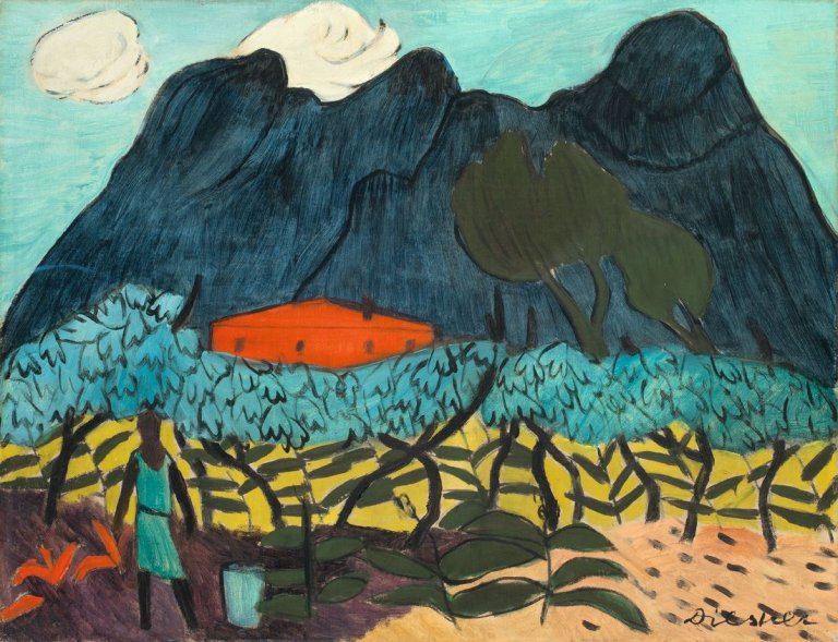 Auf diesem Bild ist das folgende Kunstwerk zu sehen: Gerhild Diesner. „Rotes Haus am Gardasee“. 1951.