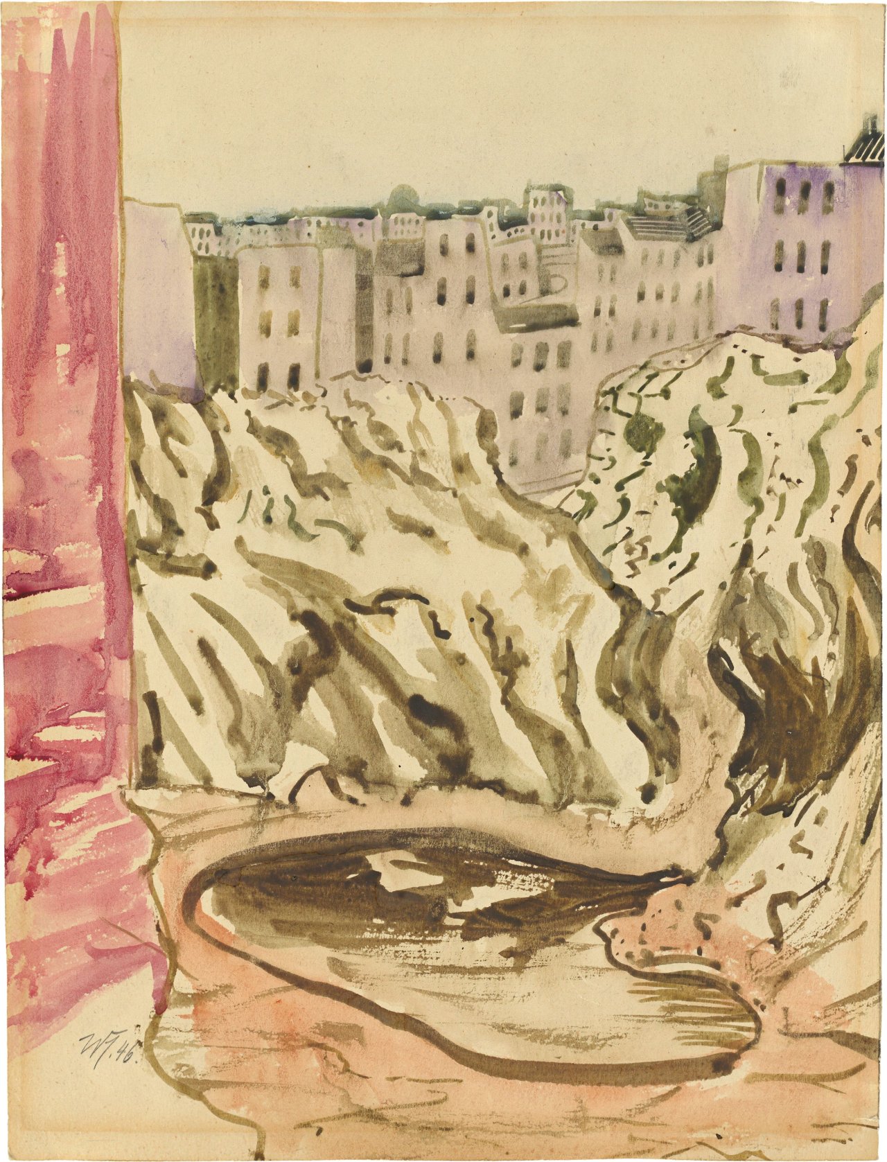 Auf diesem Bild ist das folgende Kunstwerk zu sehen: Werner Heldt. „Bombentrichter“. 1946.