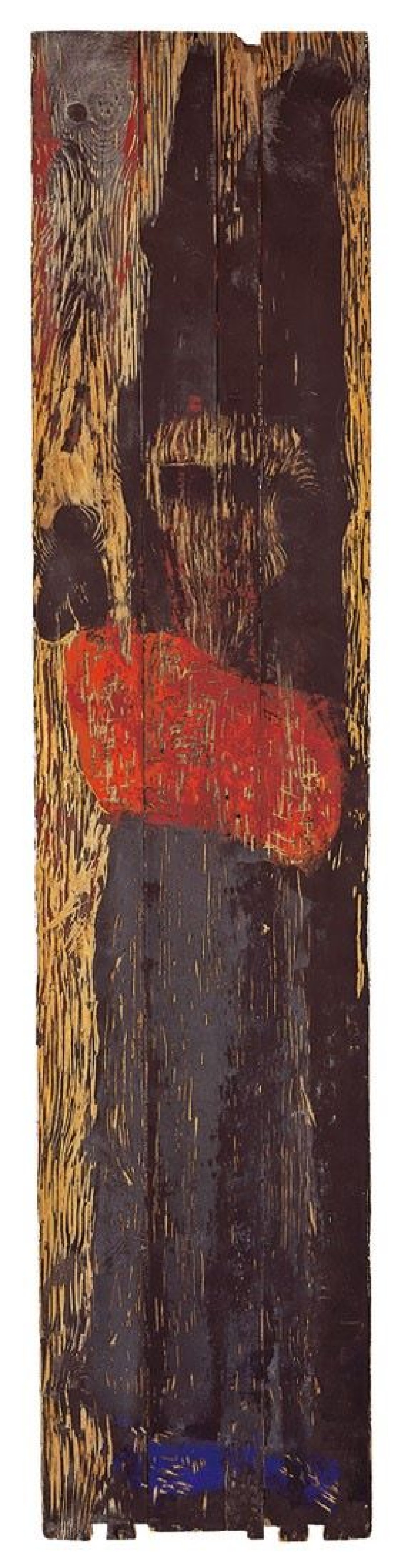 Auf diesem Bild ist das folgende Kunstwerk zu sehen: Gustav Kluge. „Junge vor der Fuchsfalle (I)“. 1984.