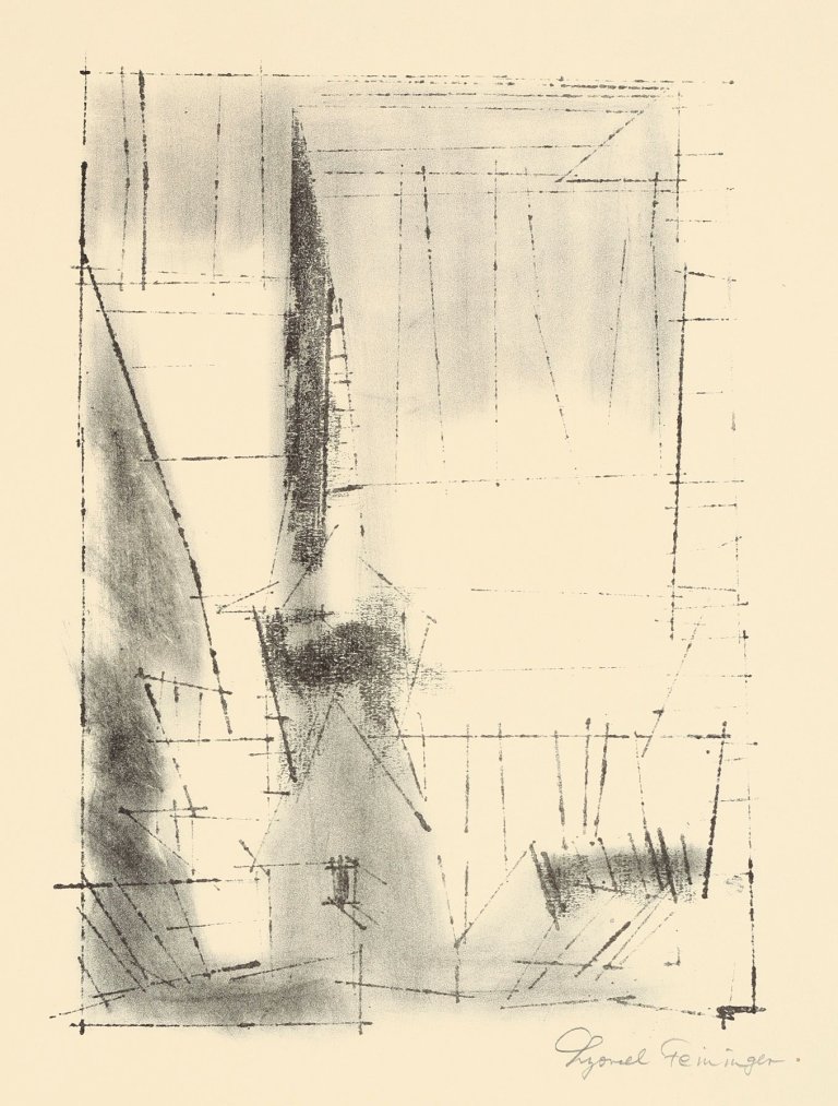 Auf diesem Bild ist das folgende Kunstwerk zu sehen: Lyonel Feininger. „Gelmeroda“. 1955.