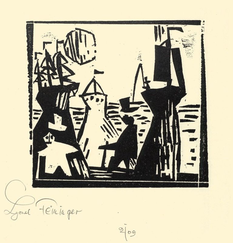 Auf diesem Bild ist das folgende Kunstwerk zu sehen: Lyonel Feininger. „Abend am Meere“. 1921.