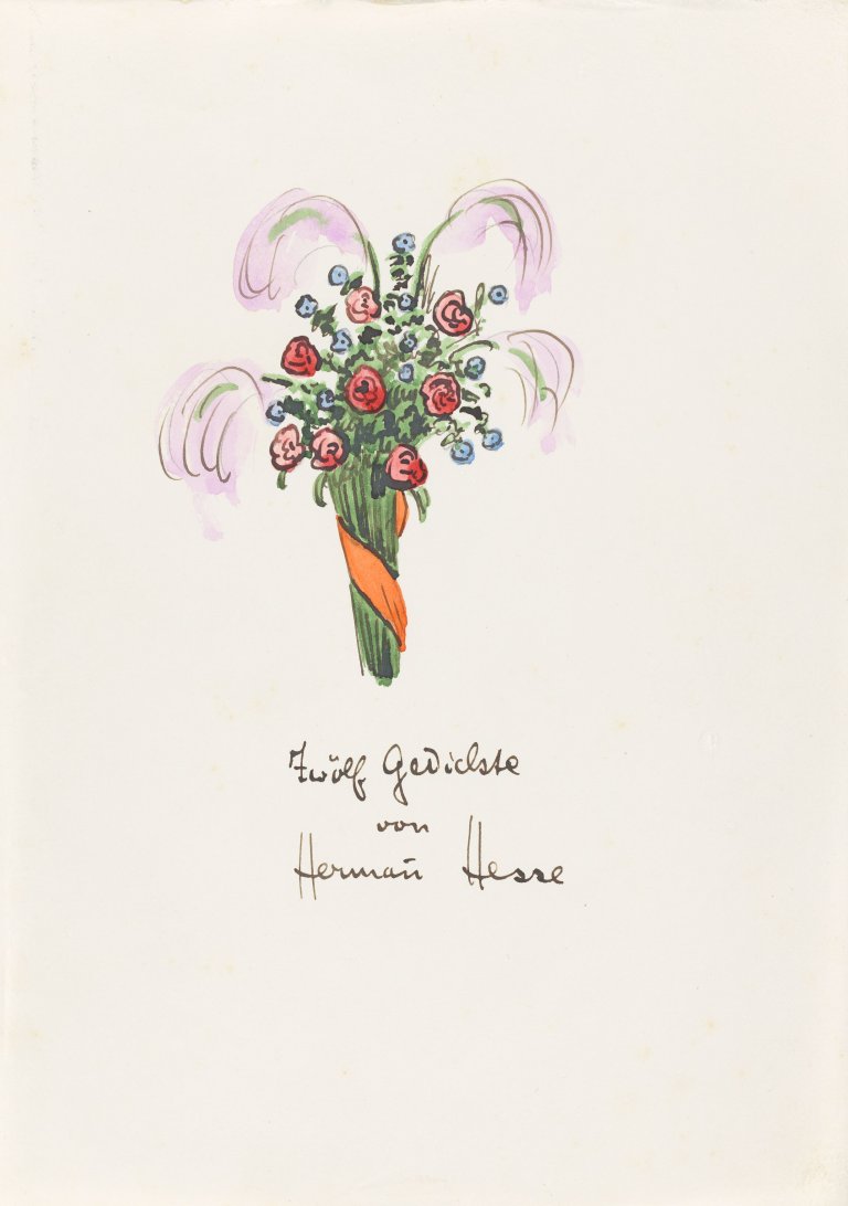 Auf diesem Bild ist das folgende Kunstwerk zu sehen: Hermann Hesse. Titelblatt zu: „Zwölf Gedichte von Hermann Hesse“.