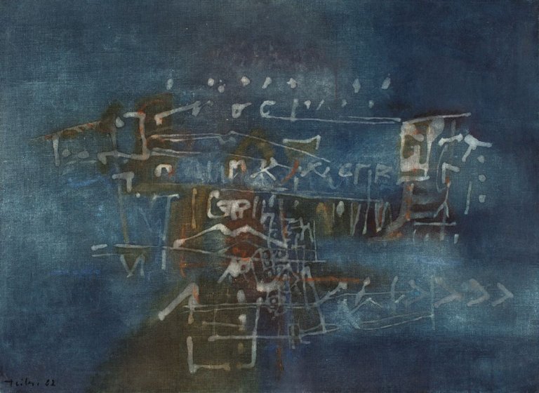 Auf diesem Bild ist das folgende Kunstwerk zu sehen: Heinz Trökes. „Chiffren für nachts“. 1962.