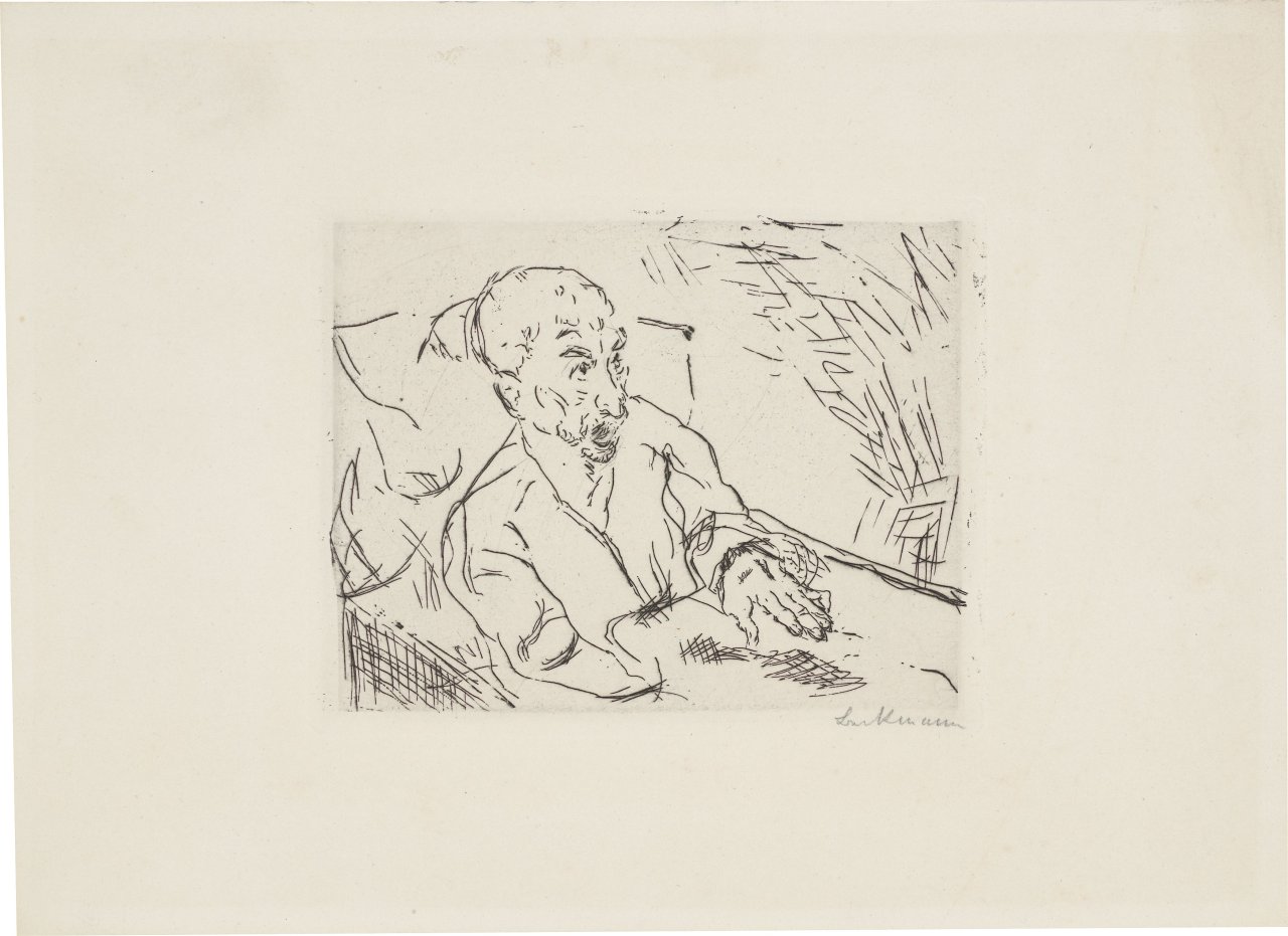 Auf diesem Bild ist das folgende Kunstwerk zu sehen: Max Beckmann. „Sterbender Greis“. 1913.