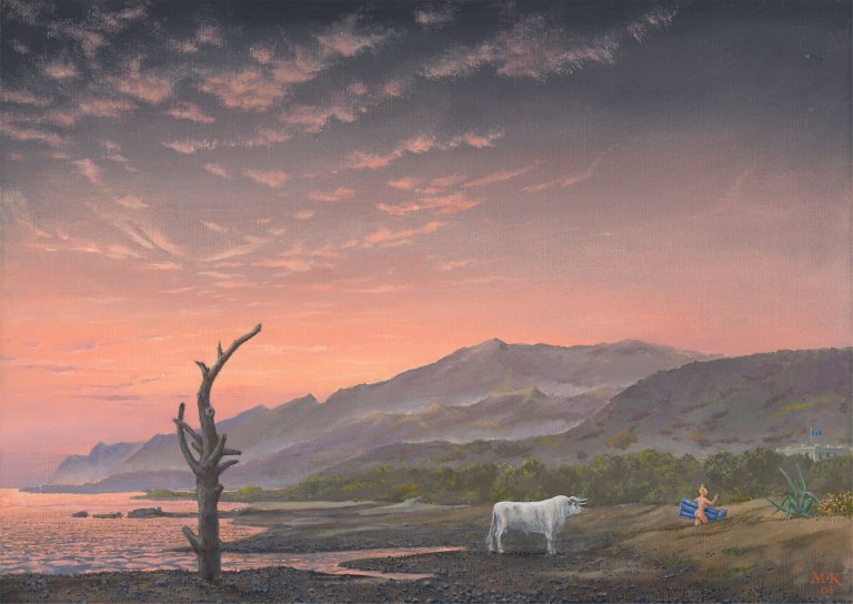 Auf diesem Bild ist das folgende Kunstwerk zu sehen: Matthias Koeppel. "Zeus? (Kreta, Südküste)". 2004.