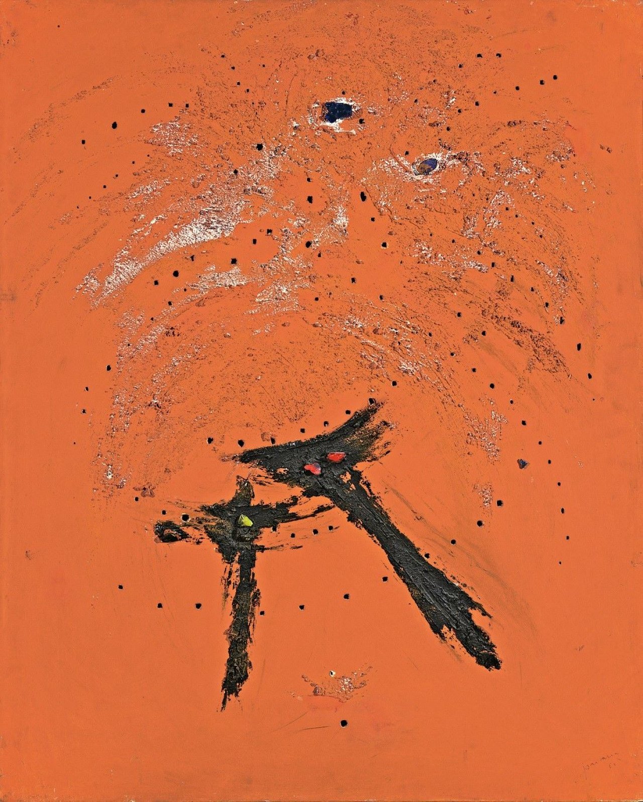 Auf diesem Bild ist das folgende Kunstwerk zu sehen: Lucio Fontana. „Concetto spaziale“. 1956.