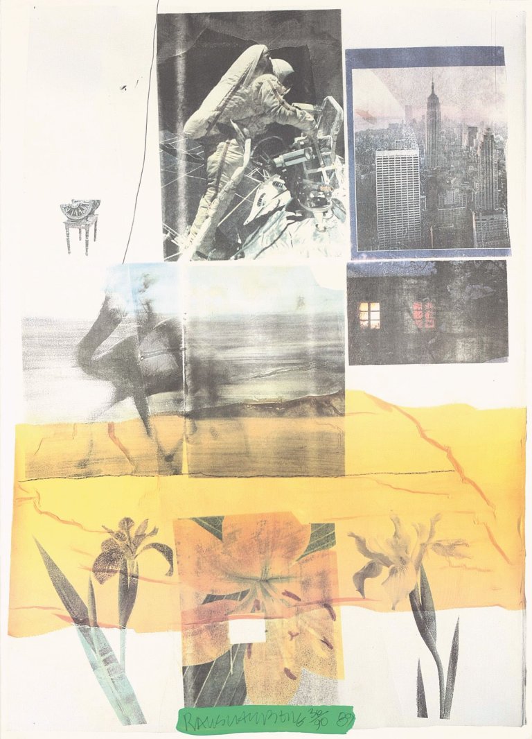 Auf diesem Bild ist das folgende Kunstwerk zu sehen: Robert Rauschenberg. „L'Autre Monde“. 1989.