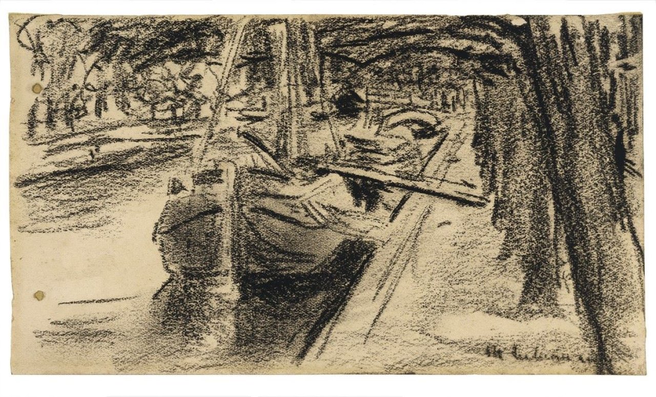 This picture shows the following artwork: Max Liebermann. „Frachtschiffe in einer Gracht“. Circa 1890.