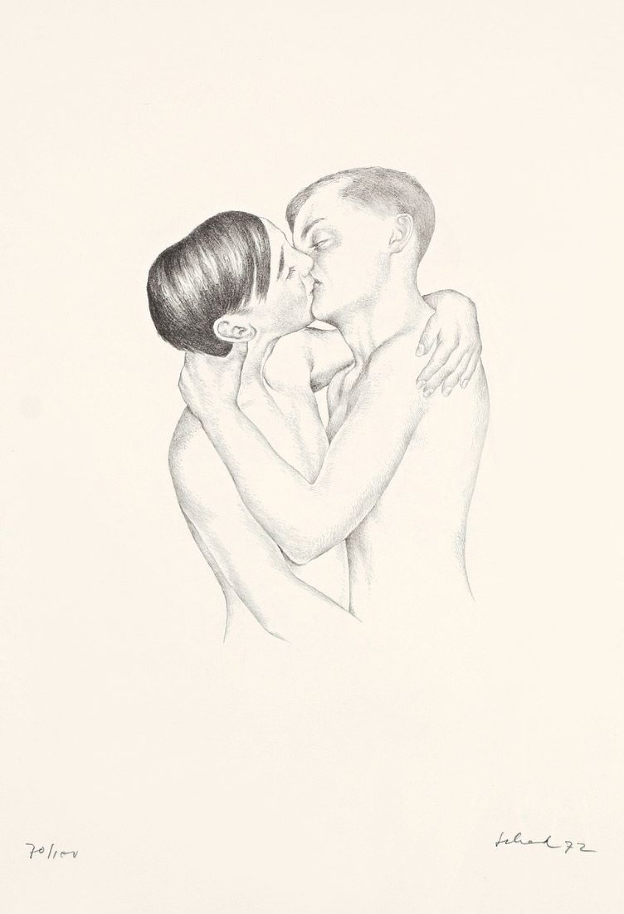 Auf diesem Bild ist das folgende Kunstwerk zu sehen: Christian Schad. Liebende Knaben. 1972.