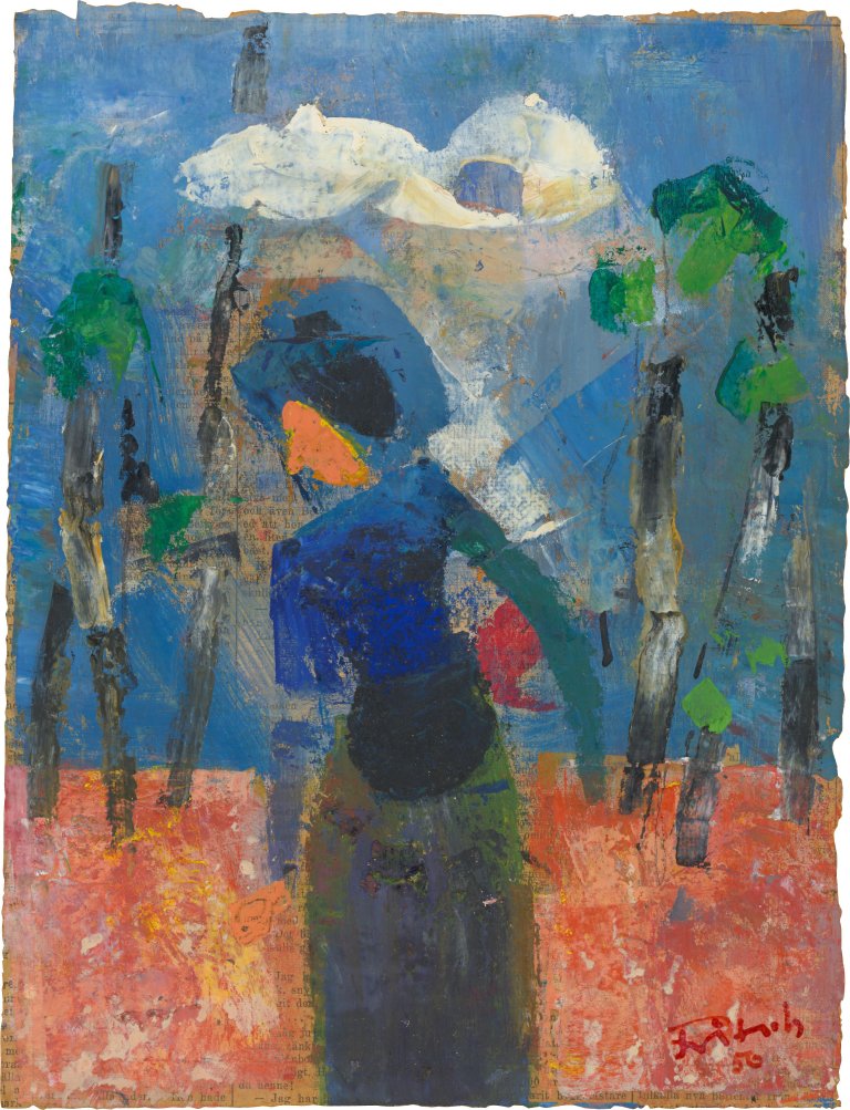 Auf diesem Bild ist das folgende Kunstwerk zu sehen: Ernst Fritsch. „Dame im Frühling“. 1956.